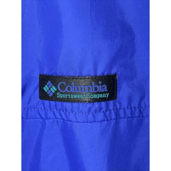Vtg 90s Columbia Men's Windbreaker Jacket Full Zip Packable Hood Track Purple L - Picture 3 of 10